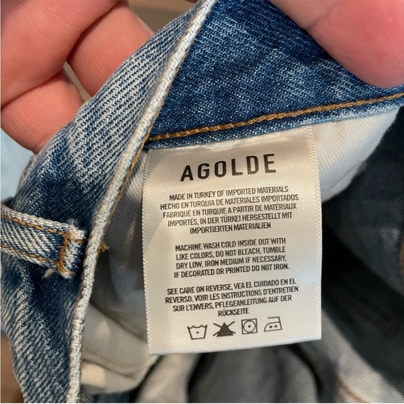 AGOLDE 90s Pinch Waist Denim Jeans in Abstract Blue 30 - Picture 9 of 9